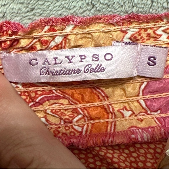 CALYPSO ST BARTH Orange pink Paisley Silk dress size small - Picture 9 of 9
